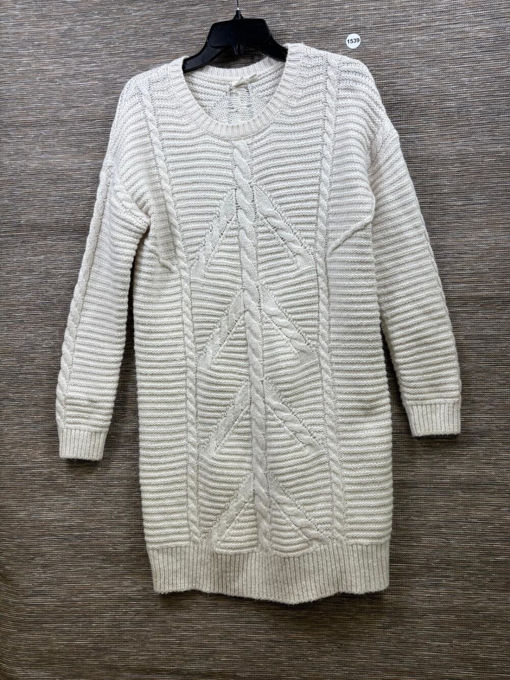 GAP Cable Knit Sweater Dress Women’s Size M Beige Winter Wool Cozy Hygge